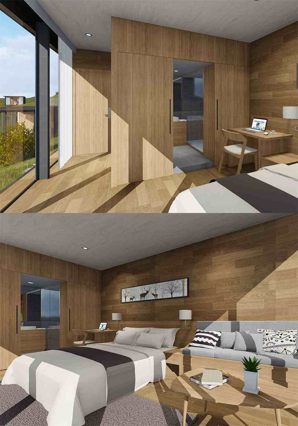 Gray Taupe Prefab Duplex House With Modern Prefab Homes Suitable For Resort