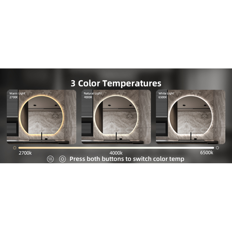 Waterproof Half Circle Backlit Mirror , Modern LED Bathroom Mirror Wall Mounted
