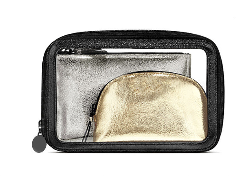 Women Zipper PU Leather Travel Cosmetic Bag Set