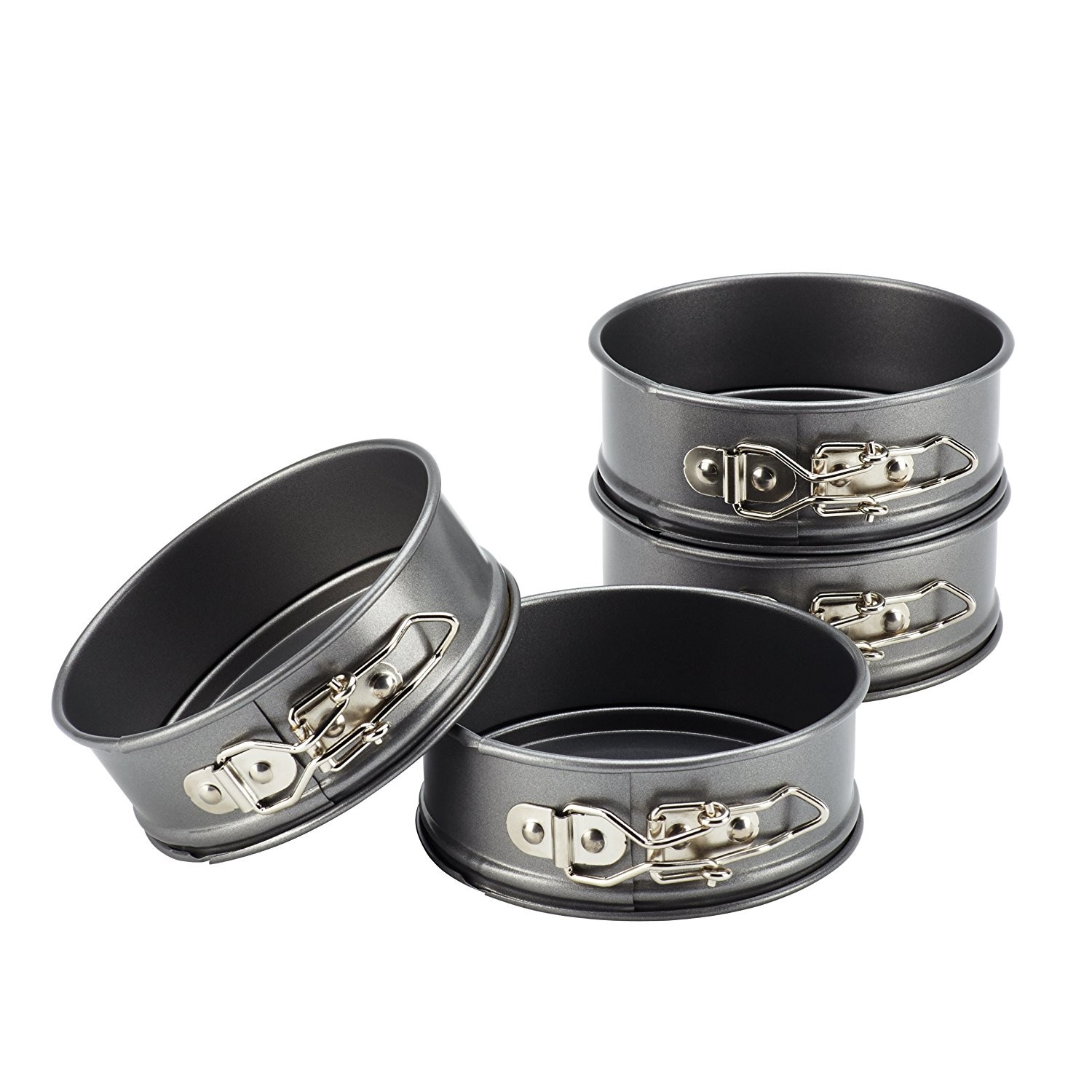 Novelty Nonstick Bakeware 4-Piece Springform Pan Set, Mini, Gray