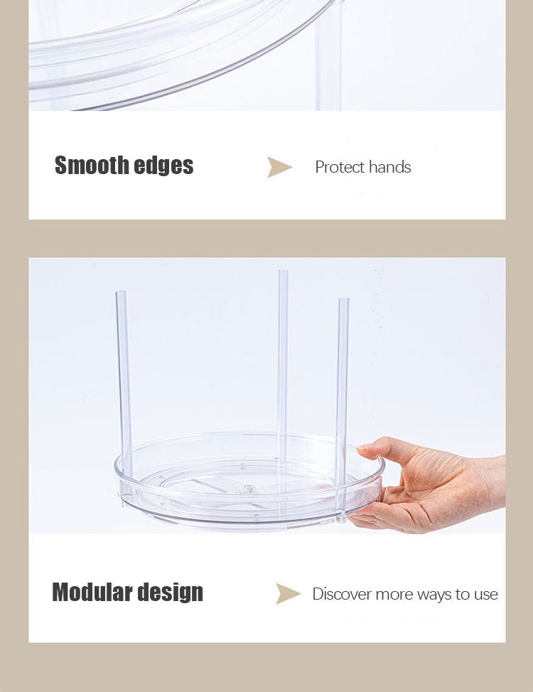 Dia 27cm Rotatable Double Layer Spice Rack Plastic Kitchen Organizer