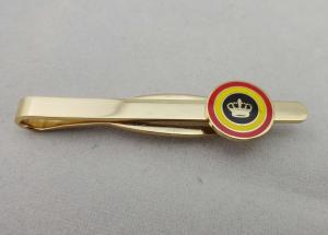 Buy cheap Mini Stamped Personalized Tie Bar With Synthetic Enamel , 13 mm Gold Plating product
