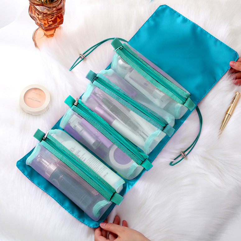 Brushes Lipstick Storage Cosmetic Bag Organizer Travel Nylon Mesh Toiletry Bag