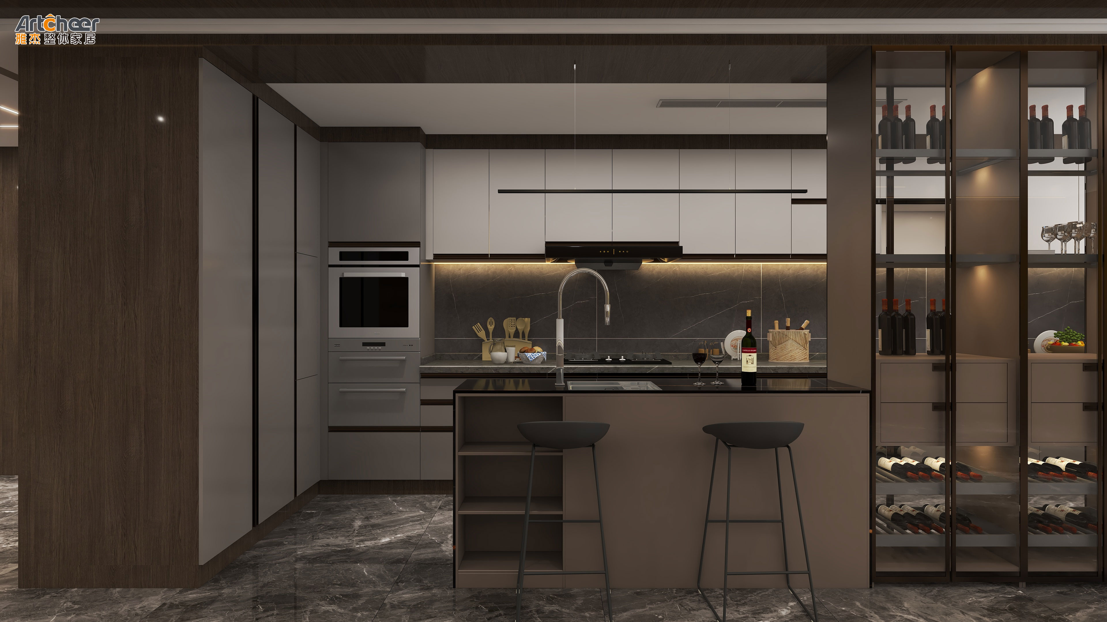 Maple Plywood Kitchen Cabinet Set with Wall Cabinet Affordable and Durable