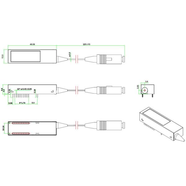 GPON ONU ONT Class B+ SFF 2x10 SC UPC Pigtail Transceiver Module
