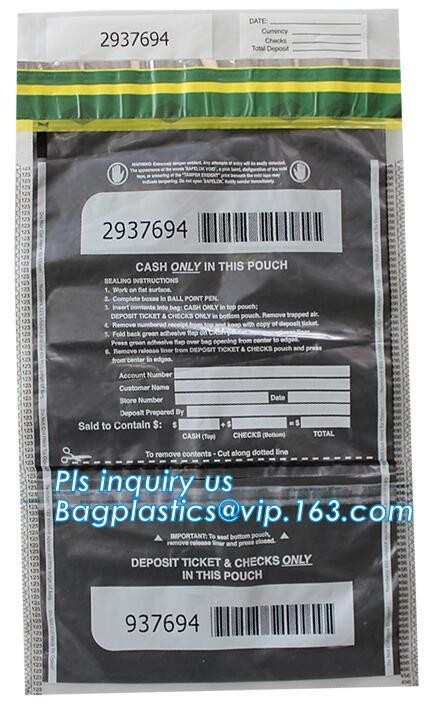Security plastic bag with adhesive tape for cash, plastic money bag, Security Money Cash Bag For Airport/Bank and police