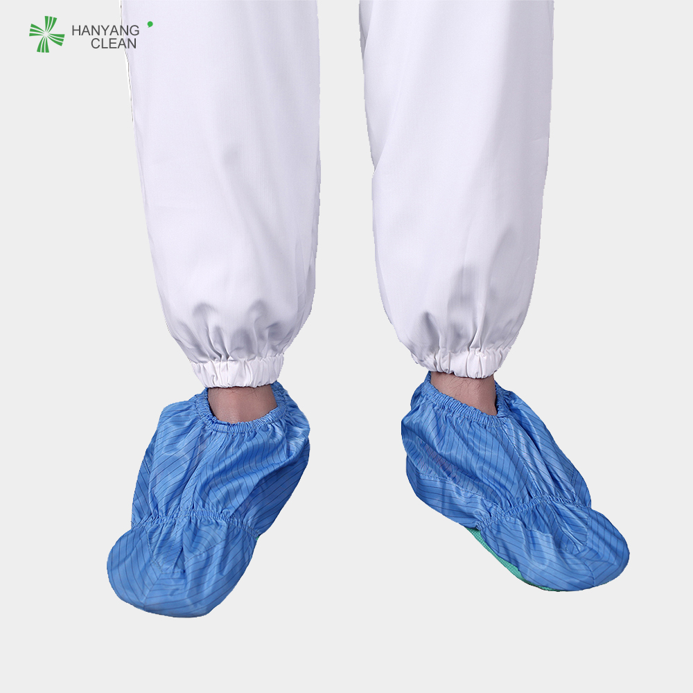 Medical clean room reusable and washable blue stripe shoes soft sole antistatic ESD anti-slip shoe covers