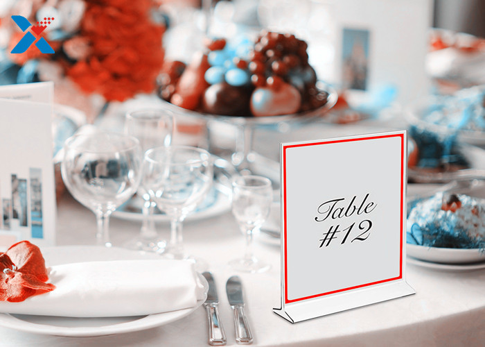 Stand Up T Shape Acrylic Table Menu Holder , Acrylic Brochure Holders 7 X 5 Inches