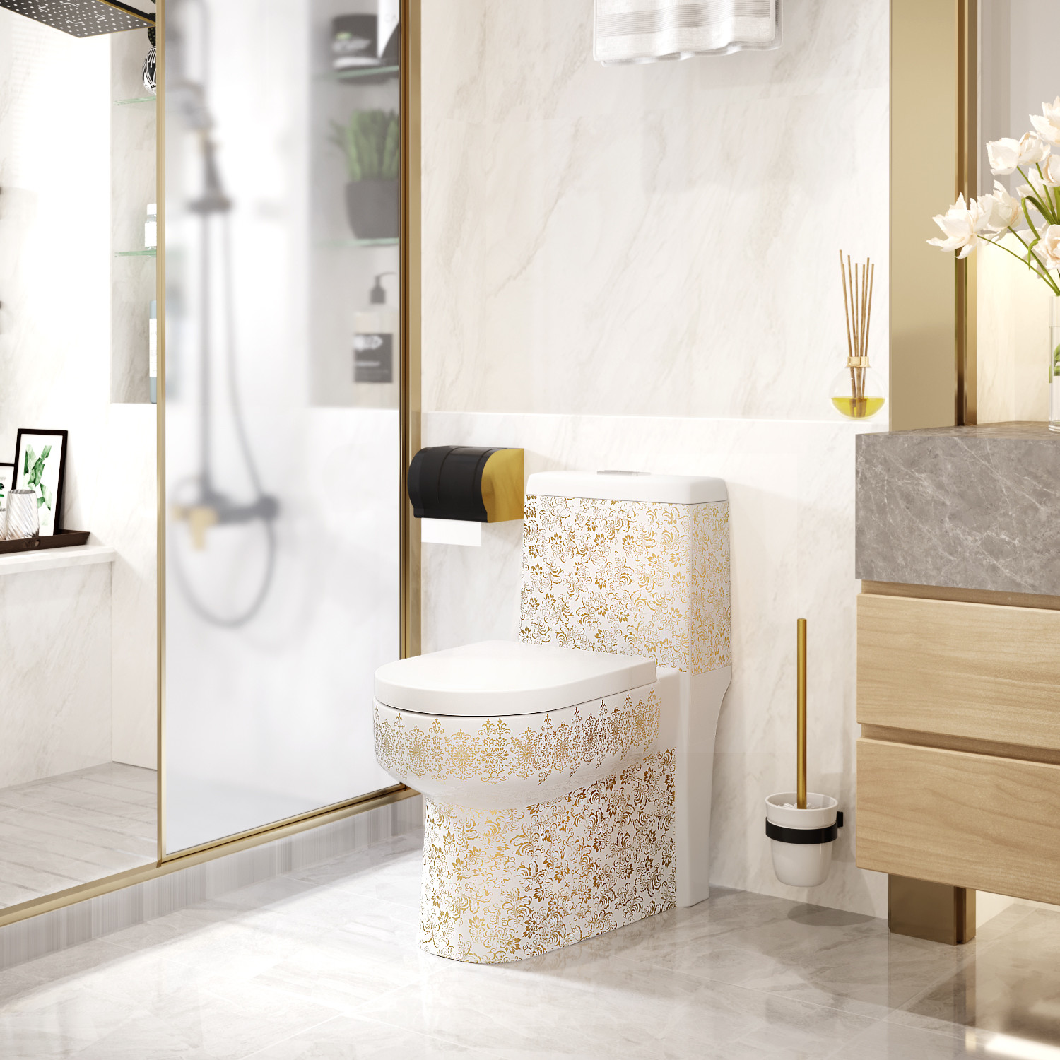 Floor Mounted 3L 6L 1 Piece Comfort Height Toilet Super Swirl Flush