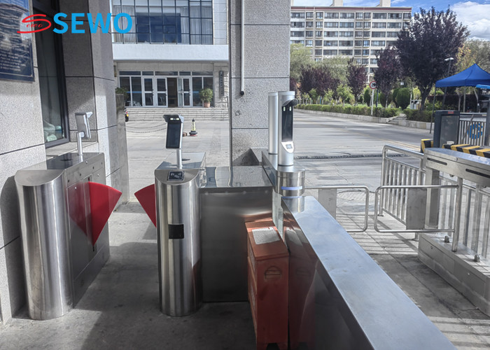 Facial Recognition Flap Barrier Turnstile Gate , Pedestrian Barrier Gate For Bus Station