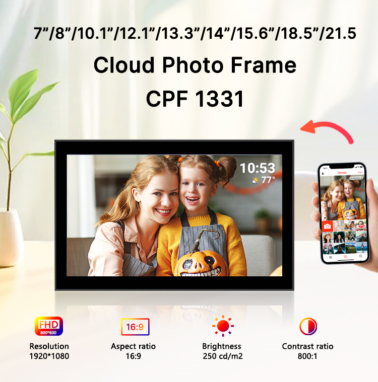 13.3'' App Control Digital Picture And Video Frame Digital Photo Frames