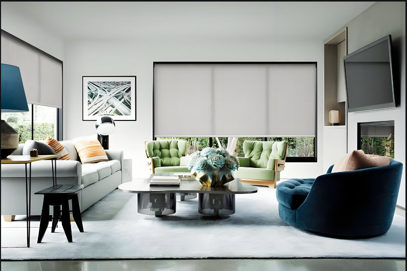 Cordless Vinyl Blinds Quick Installation Light Blocking Noise Reduction Home Office