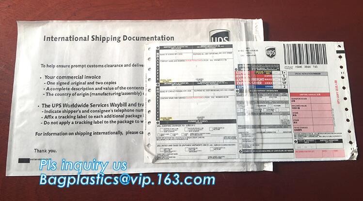 TNT DHL shipping packing list document envelopes, packing list padded envelope, tamper proof express use plastic packing