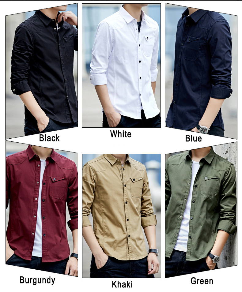 Slim Fit Men's Formal Shirts in Plain Dyed Cotton Materialization and Construction