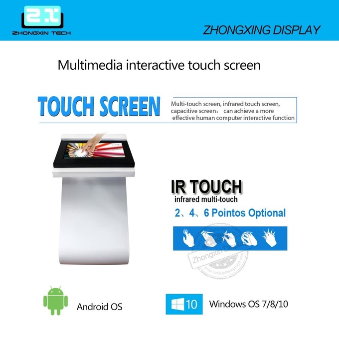 Panel Type TFT LCD Screen LED Light 19inch Smart Touch Screen Table Stand For Restaurants