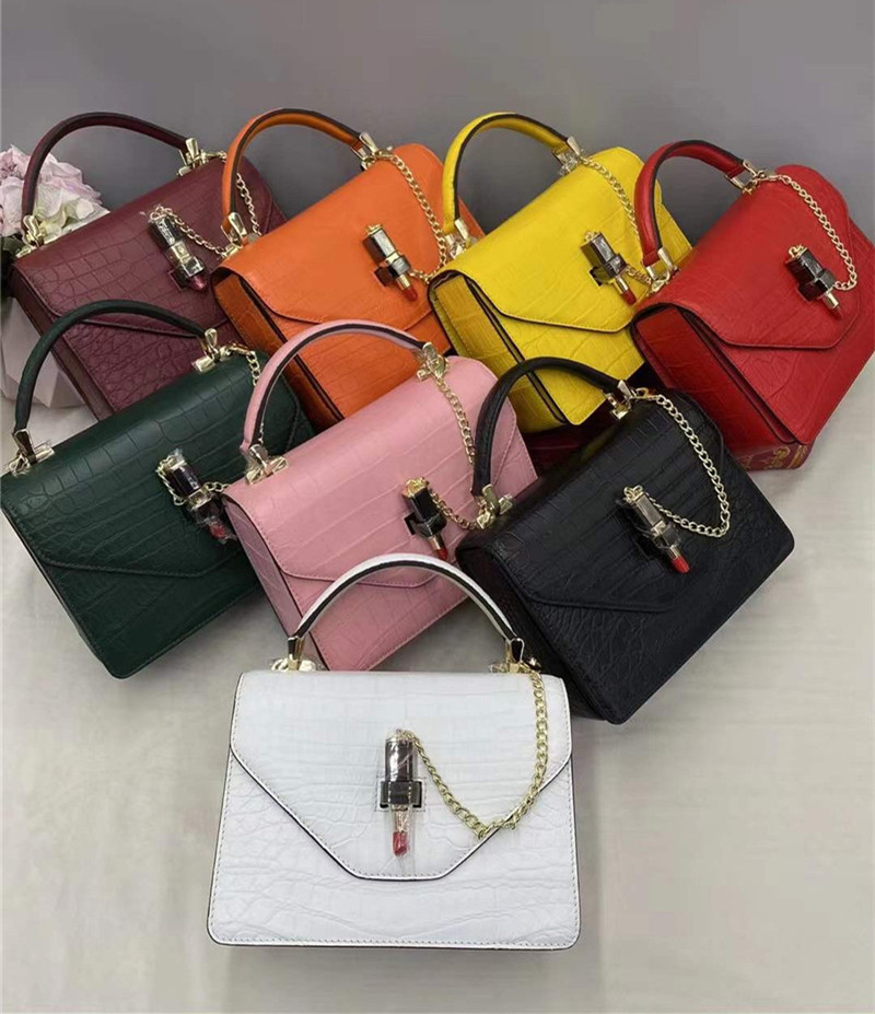Authentic Crocodile Belly Skin Women Small Orange Purse Lady Chain Handbag Genuine Alligator Leather Female Shoulder Bag