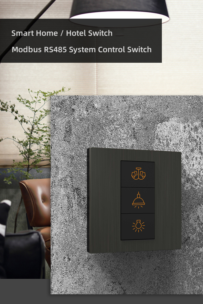 RS485 Protocol Wall Light Switch Backlight Style Push Button Power Switch