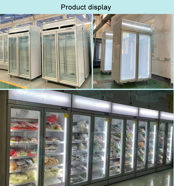 Upright Supermarket Refrigerated Showcase Glass Door Beer Beverage Cooler Refrigerator Chiller