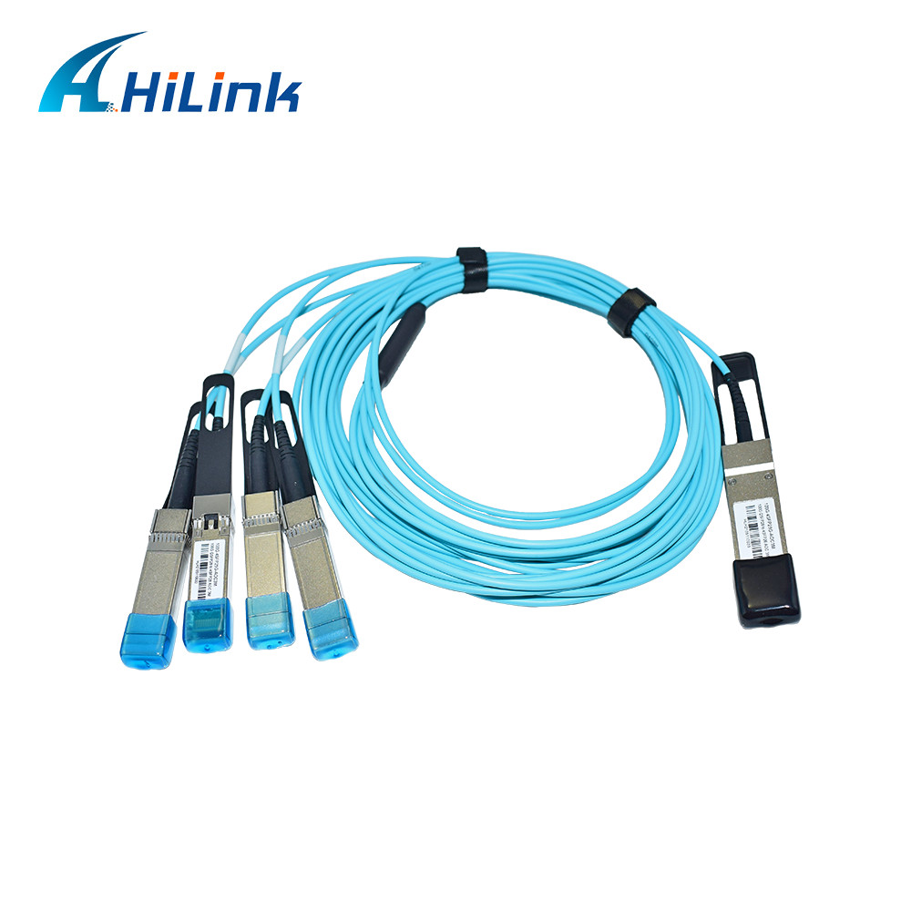 Certified 100G QSFP28 to 4xSFP28 AOC OM3 Breakout Active Optical Cable with 1-5m Cable Length and CE RoHS Certification