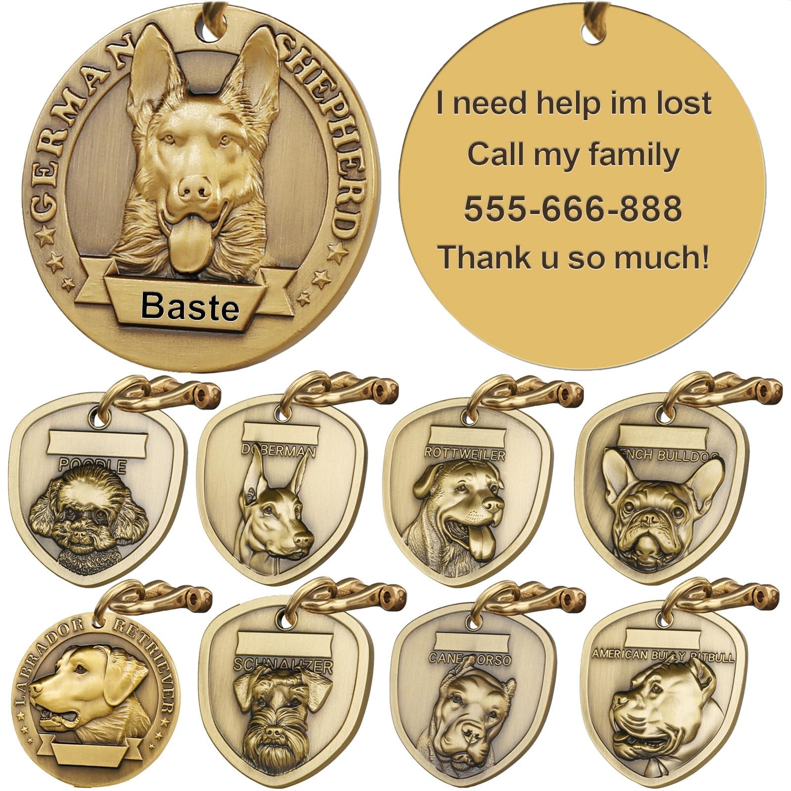 Personalised Military Dog Tags 3D Embossed Pure Copper Etched
