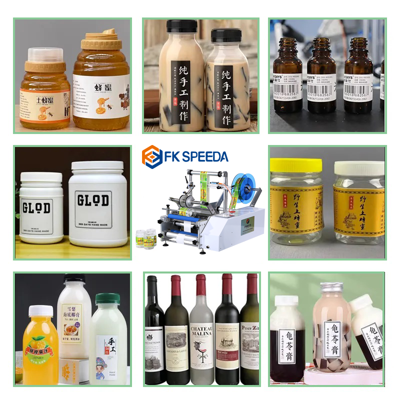 Adhesive Sticker Round Bottle Labeling Machine for Case Packaging Semi Automatic