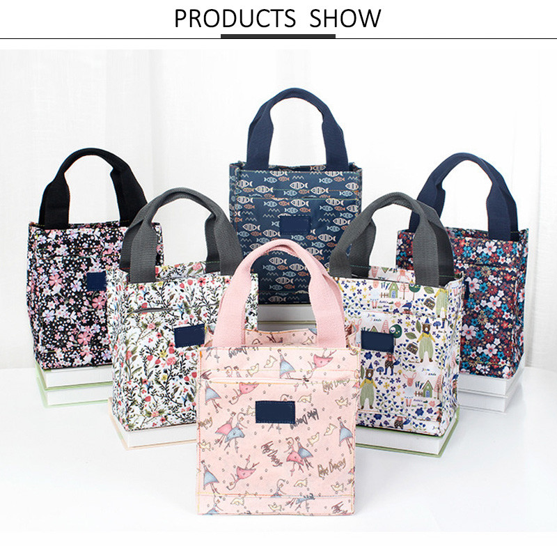 Foldable Minimumism Thermal Insulated Canvas Lunch Bag