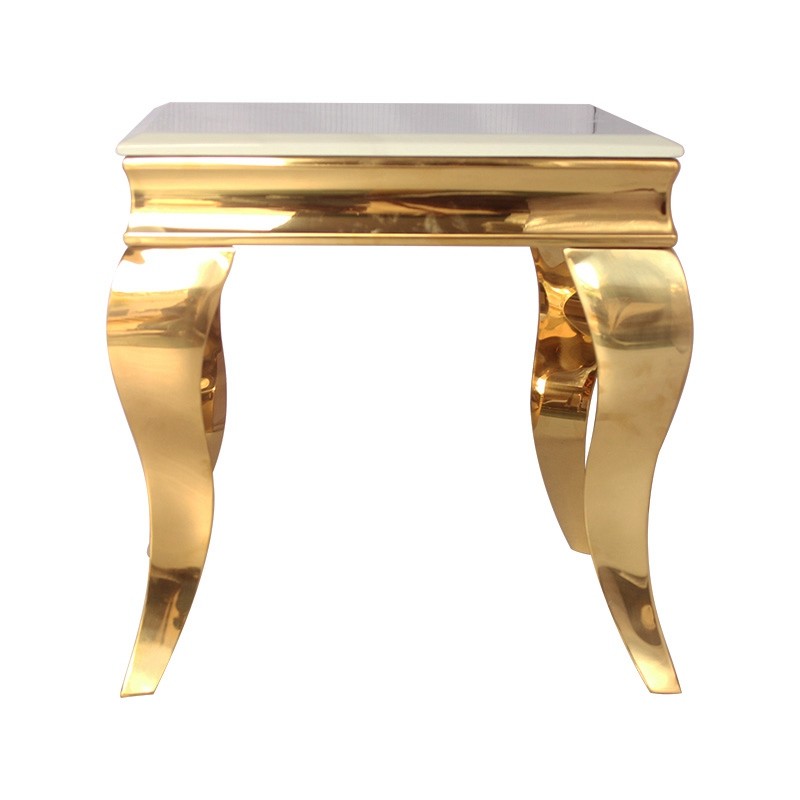 Gold Plating Artificial Marble Top End Table Corner Table 201 Stainless Steel Frame