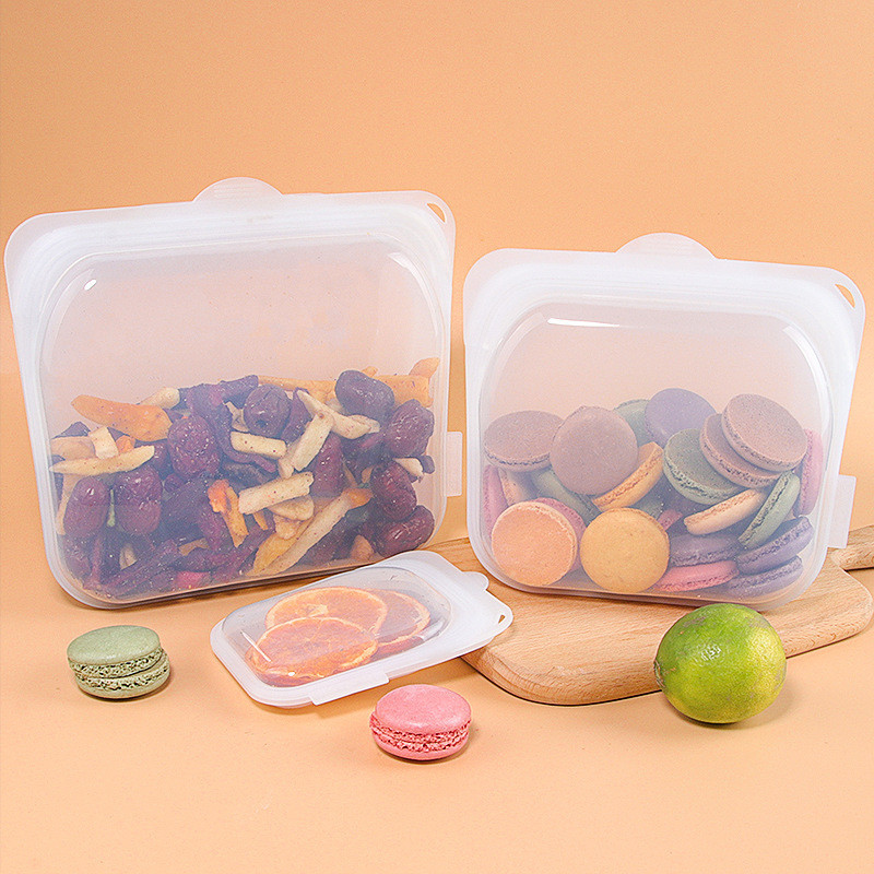 Stand Up Platinum Food Grade Silicone Reusable Storage Bag Leakproof Dishwasher Safe Silicone Lunch Box StorageContainer