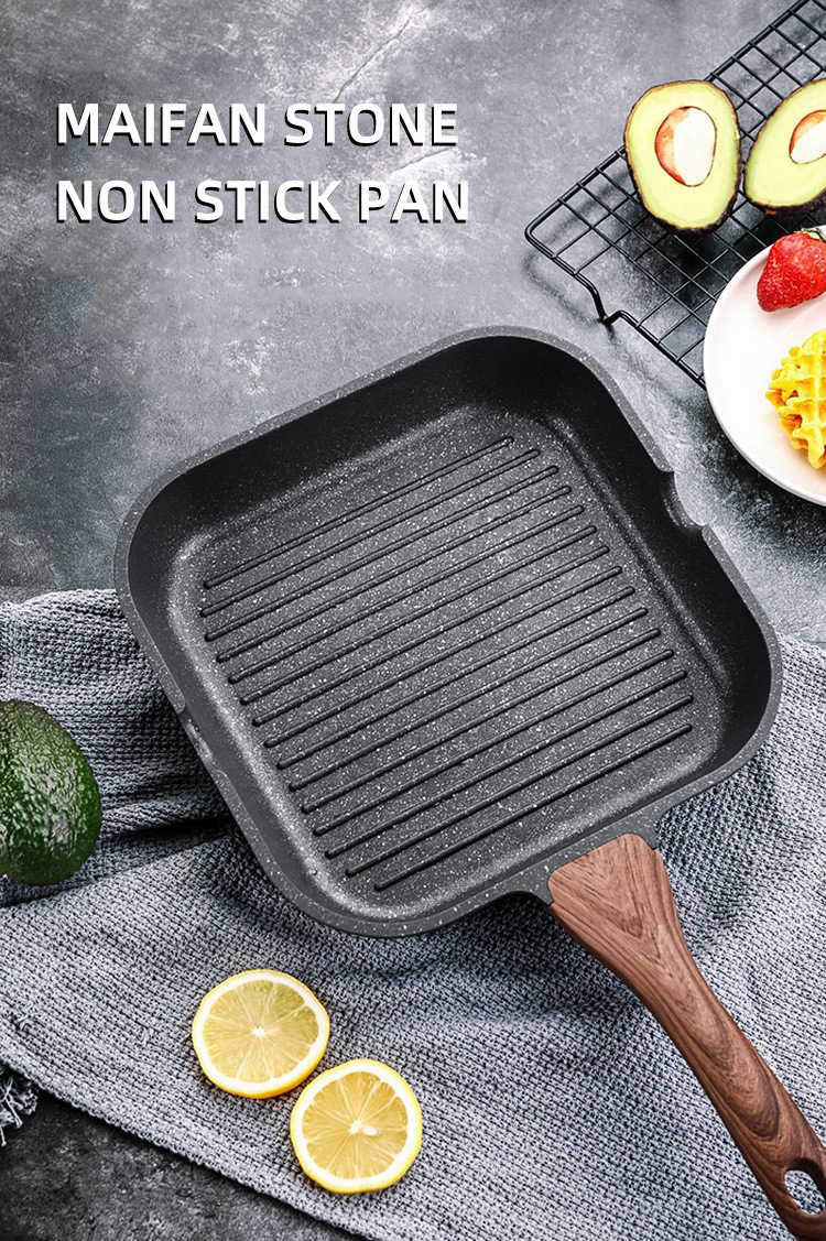 High Quality Gas Stove Griddle Aluminium Black Grill Pans Nonstick Steak Frying Pan For Cooking