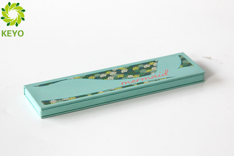 Green Paper Empty Eyeshadow Palette Rectangle 5 Pans Type With Mirror