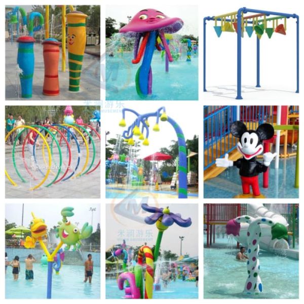 Flower Shape 2.0m Water Splash Pad Durable Fiberglass for Kids Outdoor Water Park