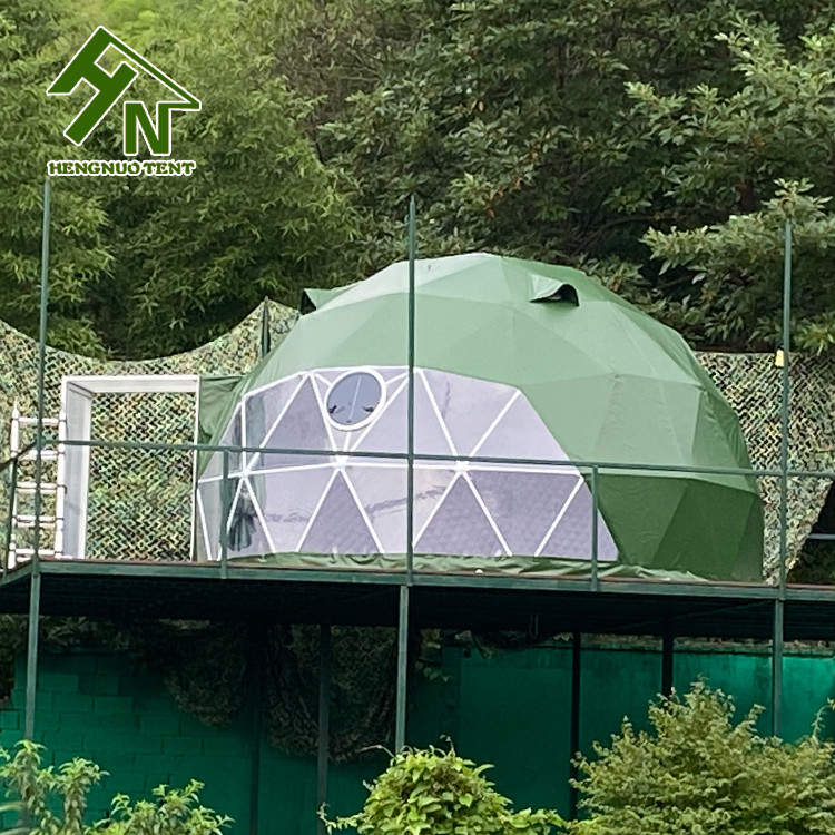 Wholesale Price Green Canvas Geodesic Dome Tent For Glamping