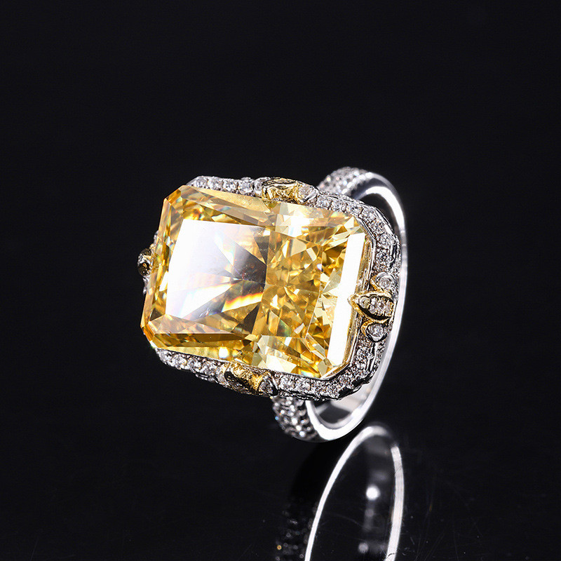 Purple / Aqua Blue / Yellow Gemstone 925 Sterling Silver Zircon Bridal Engagement Ring
