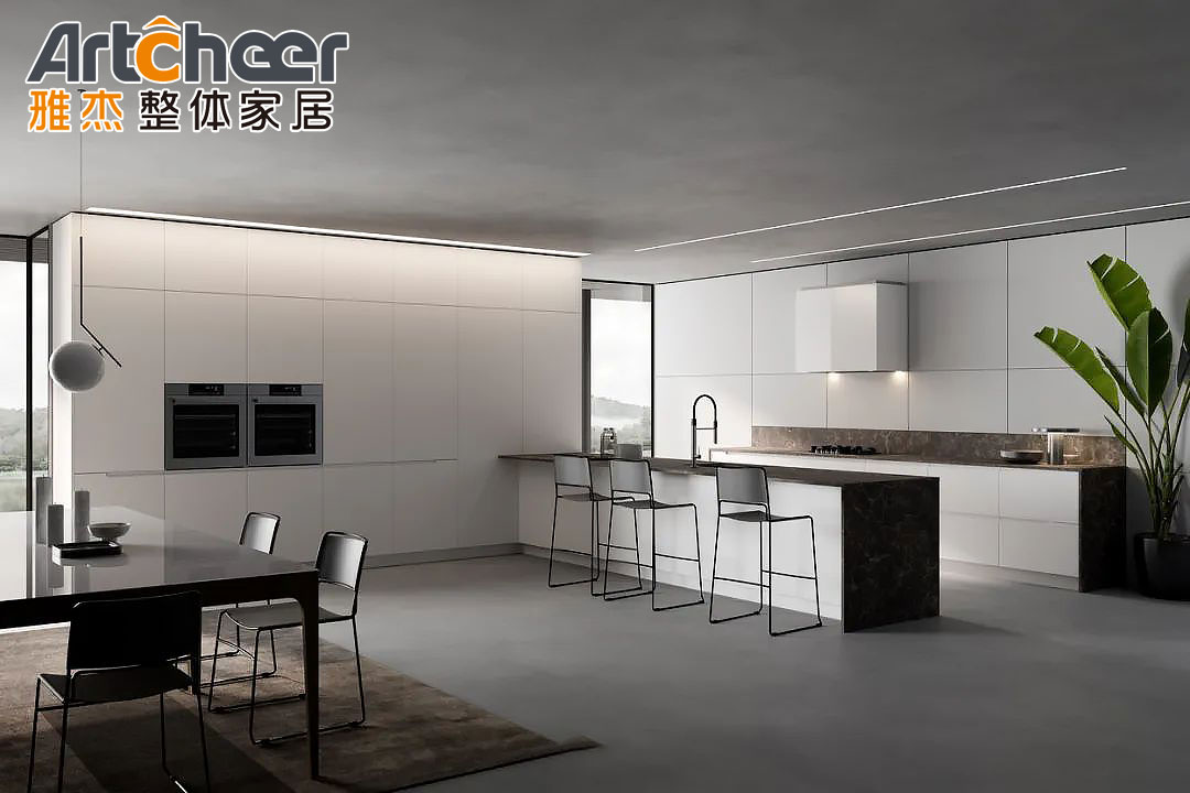 Modern Stylish Kitchen Furniture Cabinet Complete Set with Island Table in Euro Market