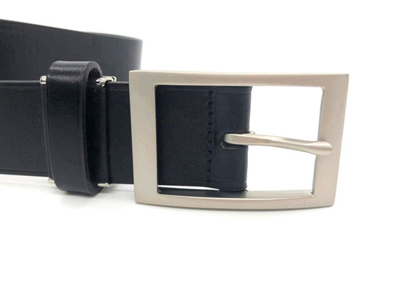 Classic Mens Casual Leather Belt With Single Prong Buckle Silver Color
