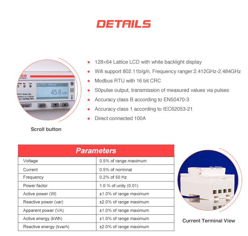 EM415-Mod-WL Single Phase Wifi Energy Meter Accurate and Wireless Energy Monitoring