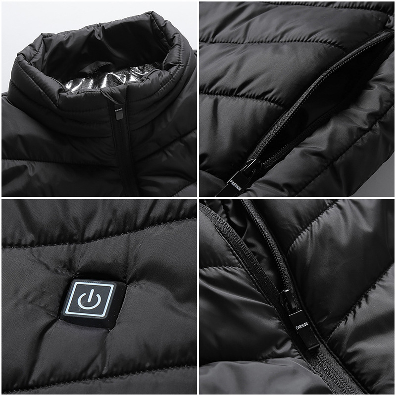Winter Warm Thermal Rechargeable Usb Heated Full Zip Utility Warmer Padded Quilted Men Vest with Battery Pack