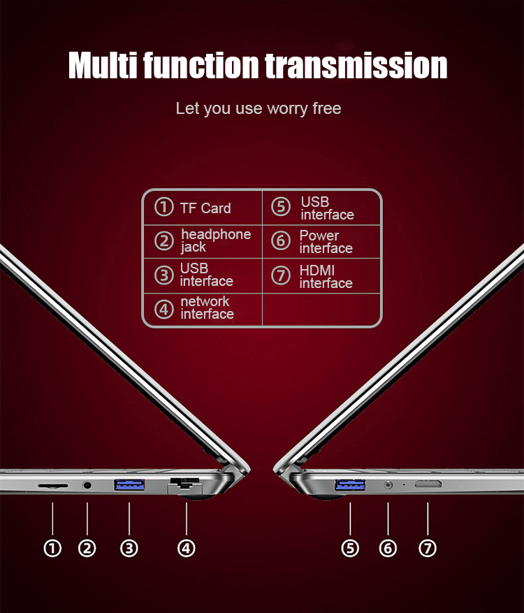 1.80GHz Ultra Thin Laptop Computer 15.6 Inch 8G RAM 128GB SSD Intel Quad Core Processor