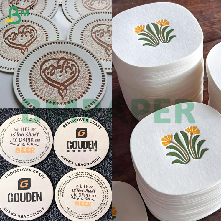 Thickness 0.4-3.0mm Cup Coster Paper Sheets Excellent Water Absorption