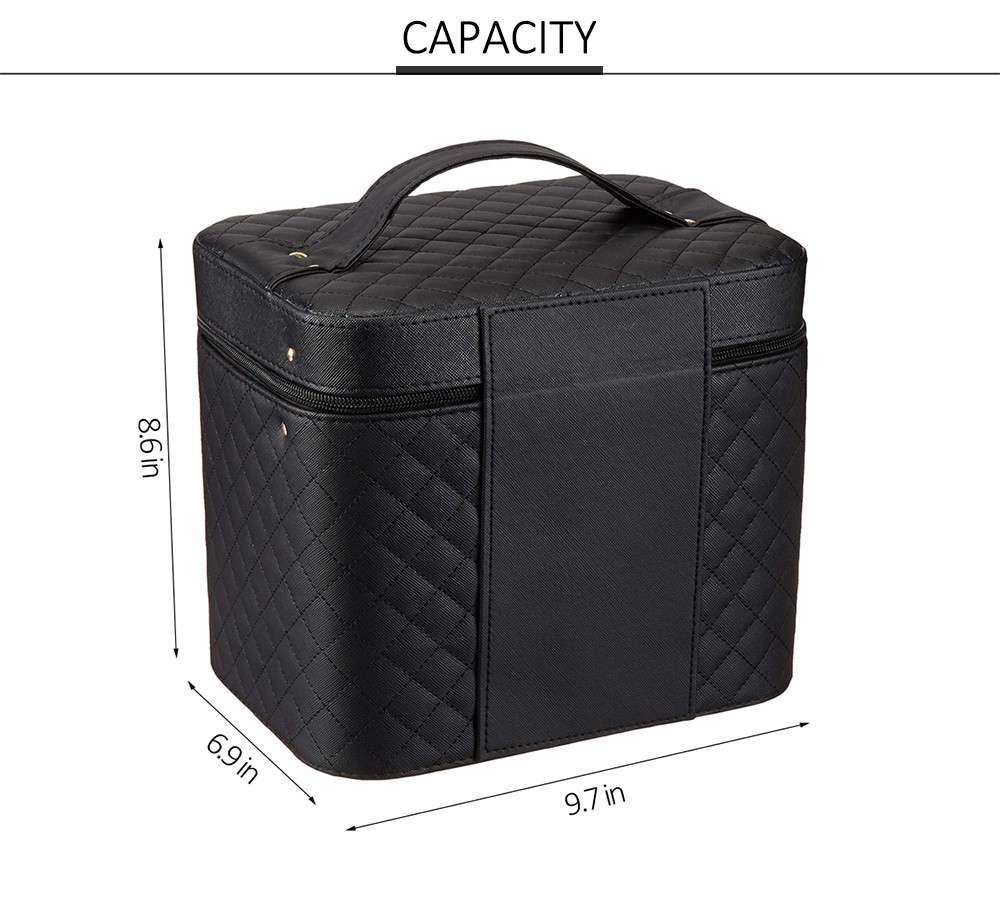 9.7*6.9*8.6in Women PU Makeup Train Case With Mirror