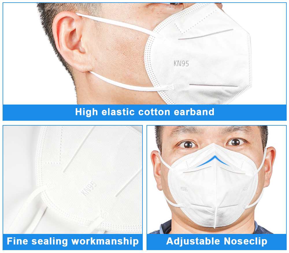 Non Woven Fabric Foldable Earloop 5 Ply Face Mask KN95 , Disposable Dustproof Mask