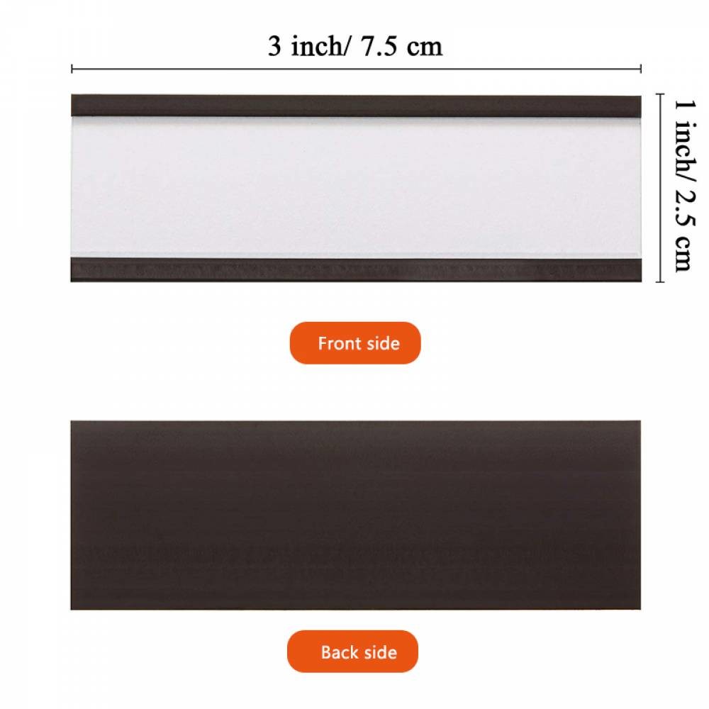 Warehouse C Channel Magnetic Label Holders 3x1'' With White Paper And Clear Film