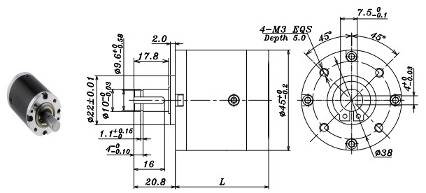 45mm Low Rpm To High Rpm Gearbox , Servo Motor Gear Box 1078 Reduction Ratio