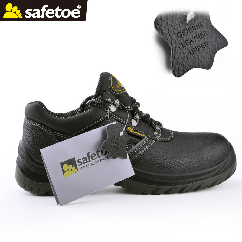 Cow Leather Men'S Steel Toe Waterproof Safety Shoes Work Boots Non Slip Oil Resistant Shoes UK3-13