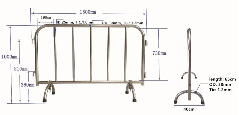 Wide 2500m Metal Crowd Control Barriers Retractable Pedestrian Barriers