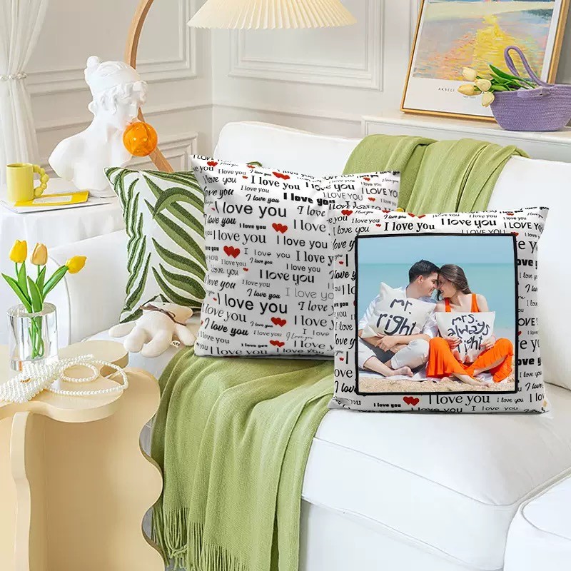 Lovers Short Plush Sublimation Pillow Case For Sublimation Photo Printing