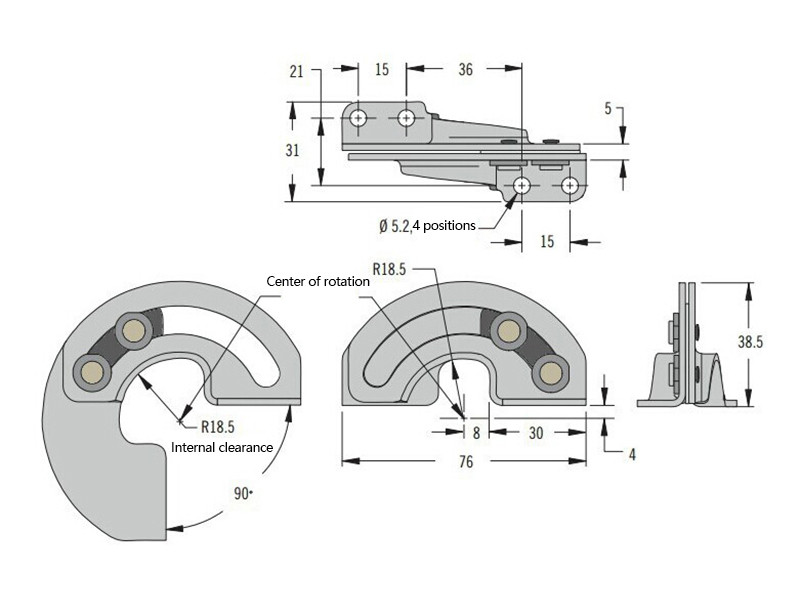 R6 Hidden Galvanized Iron Heavy Duty Torque Hinge Sliding Door
