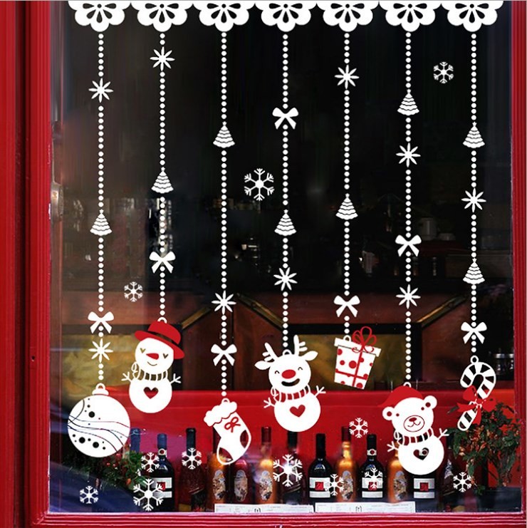 Snowman Christmas Decoration Window Stickers Self Adhesive Sticker Mixed Color