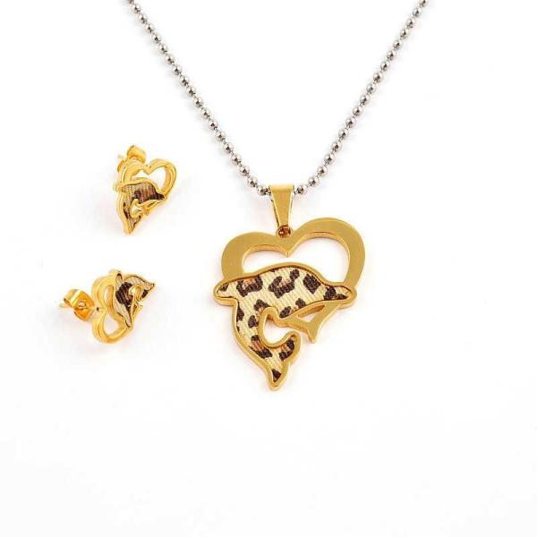 South American Fashion Stainless Steel Earrings With Matched Pendant Necklace