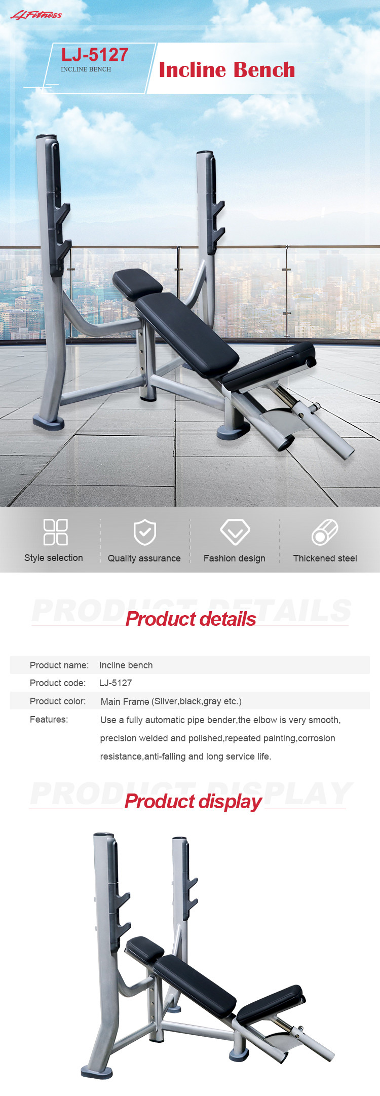 OEM Commercial Sport Fitness Equipment Incline Weight Bench Press Machines